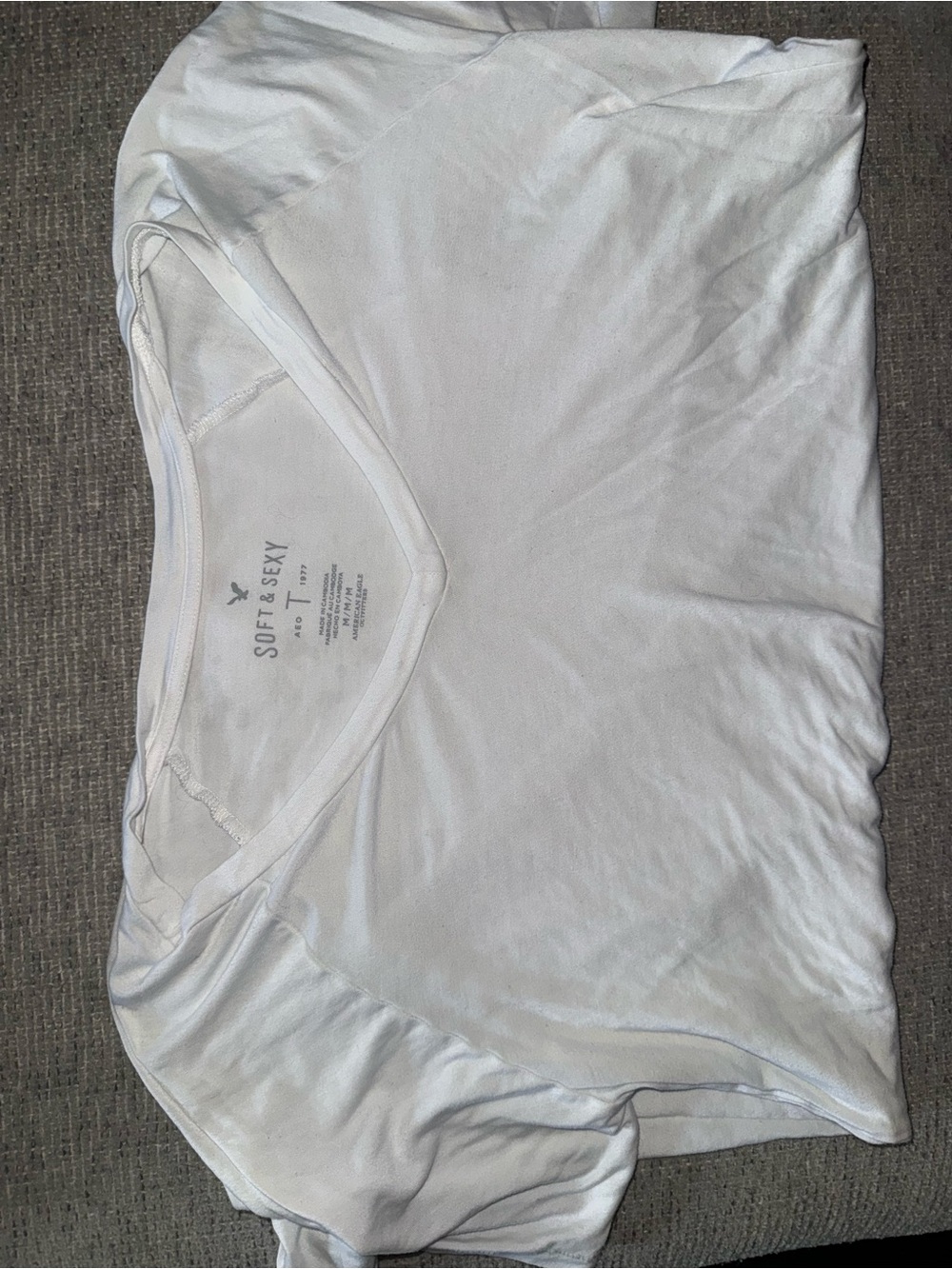 White womens AE Short Sleeve Shirt- super soft
